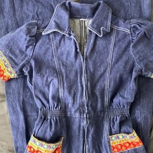 Vintage Denim Patchwork Jumpsuit
